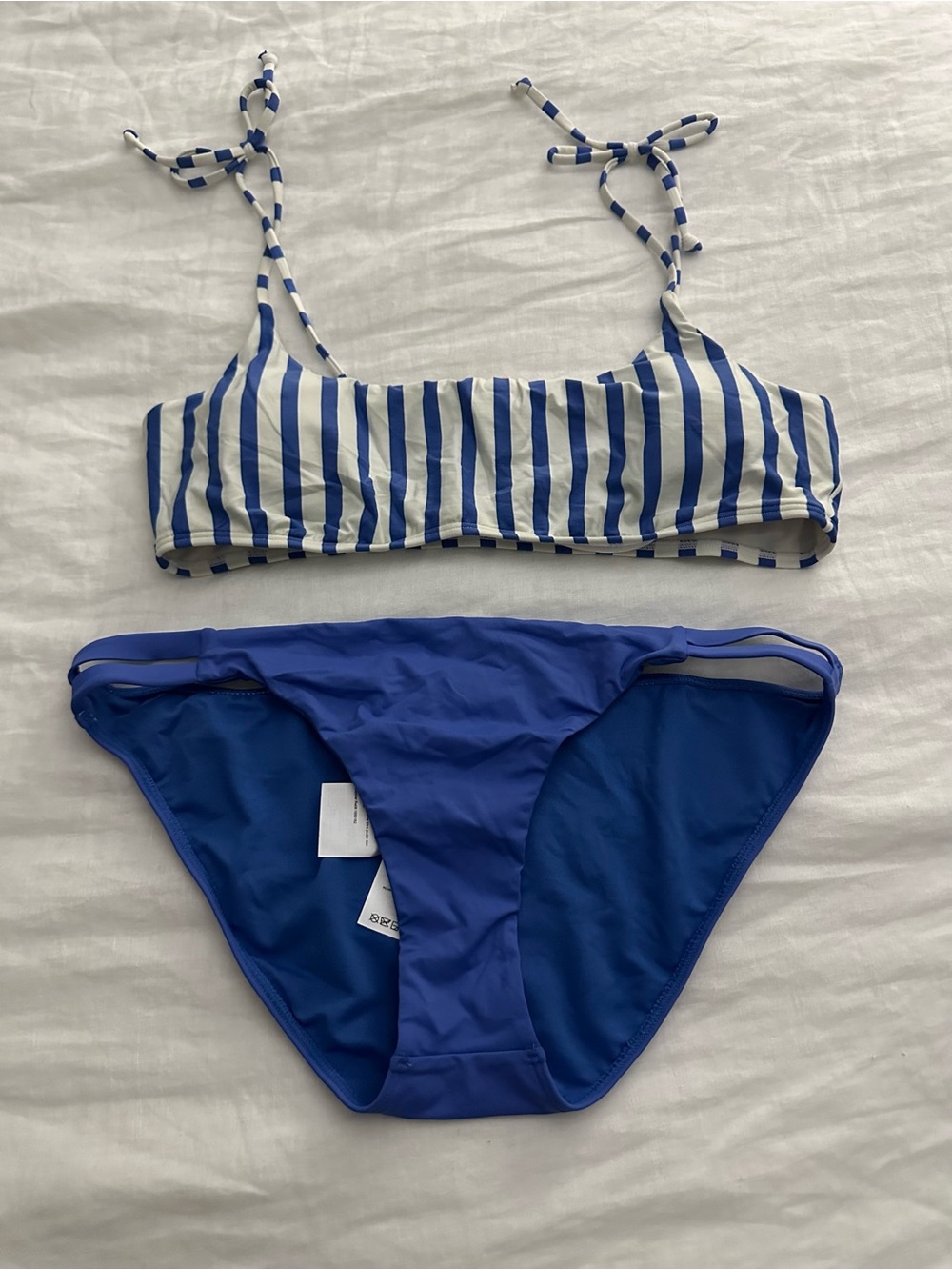 Billabong Blue and White Striped Two-Piece Bikini